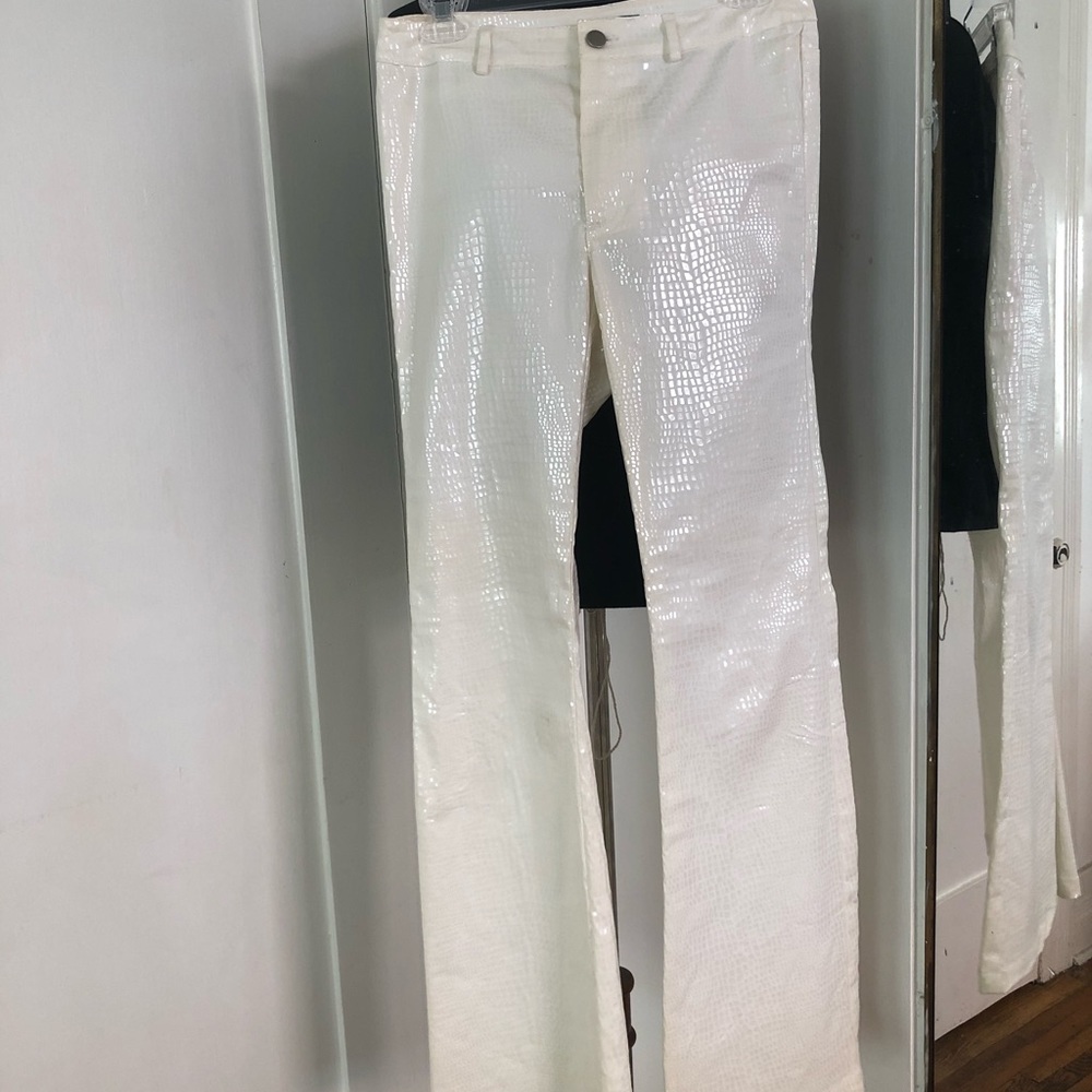 WOMYN iridescent croc scale ivory pants